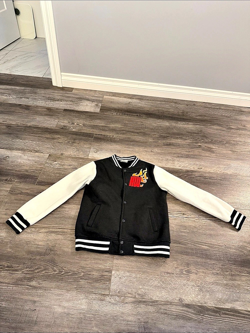 Hot Wheels varsity jacket Color Block Jacket Black & White Size Medium